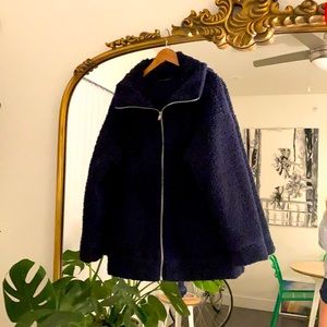 RARE Lululemon Navy Sherpa cocoon coat S oversized —worn twice— very cozy & soft
